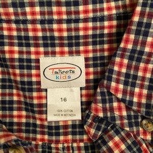 TALBOTS Boys SIZE 16 Plaid Button Down Shirt